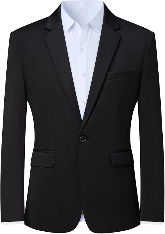 Mens Blazers Wrinkle Free Sport Coat Men's Slim Fit One Button Suit Jacket