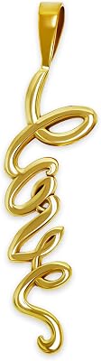 Charm America - Gold Vertical Love Charm - 10 Karat Solid Gold - Cursive Love Pendant