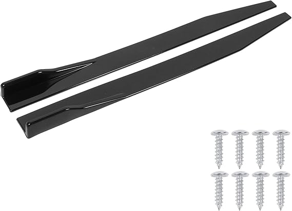 Universal Car Side Skirts, 2pcs Car Side Skirt Splitter Lip Winglet Diffuser 120cm / 47.2in Glossy Black