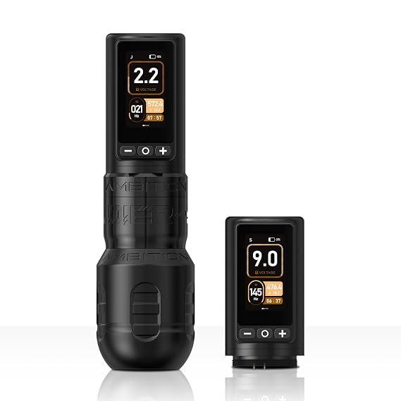 Ambition Soldier 270 Wireless Tattoo Machine, 270 g.cm Torque Brushless Motor Cordless Tattoo Gun, Rotary Tattoo Cartridge Pen with Dual 2400mAh Touchscreen Battery Supply for Artists