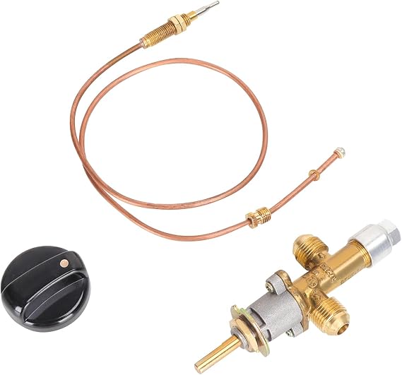 Gas Flame Failure Safety Control Valve & Fire Pit Igniter Kit, 3/8" Flare | Low Pressure Propane Gas Control Valve Kit, Fire Pit Thermocouple Control Valve for Fire Pit & Outdoor Fireplace Parts