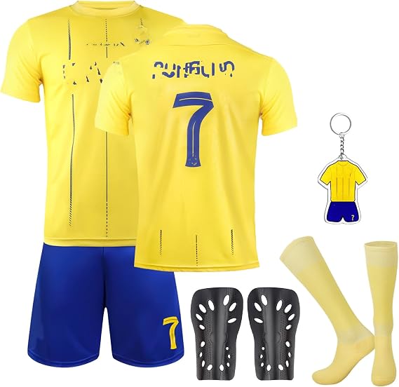 Football Kits for Kids, Football Shirts Training Accessories Football Socks Guard Plate Keychain Football Jersey Boys Girls Home Soccer Jerseys Football Gifts for Boys Girls