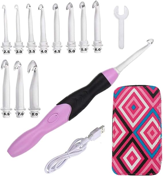 Yarniss Lighted Crochet Hook Set, 11 Size Rechargeable Crochet Hook 2.5~8mm