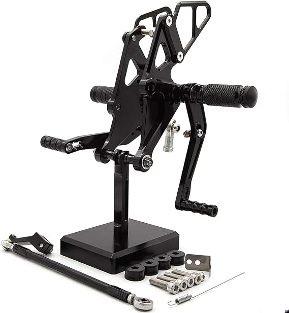 CNC MT07 13-20 Motorcycle Adjustable Rearsets Foot Pegs Rear Set Footpeg Brake Shift Pedal Compatible with MT-07 MT07 FZ-07 FZ07 2013 2014 2015 2016 2017 2018 2019 2020/ XSR700 2015-2018 Black