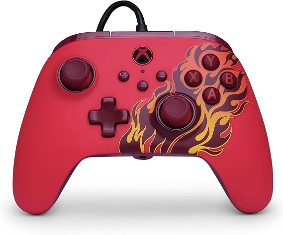 PowerA Advantage Wired Controller for Xbox Series X|S - Red Blaze, gamepad, wired video game controller, gaming controller, USB-C, Works with Xbox One, Officially Licensed