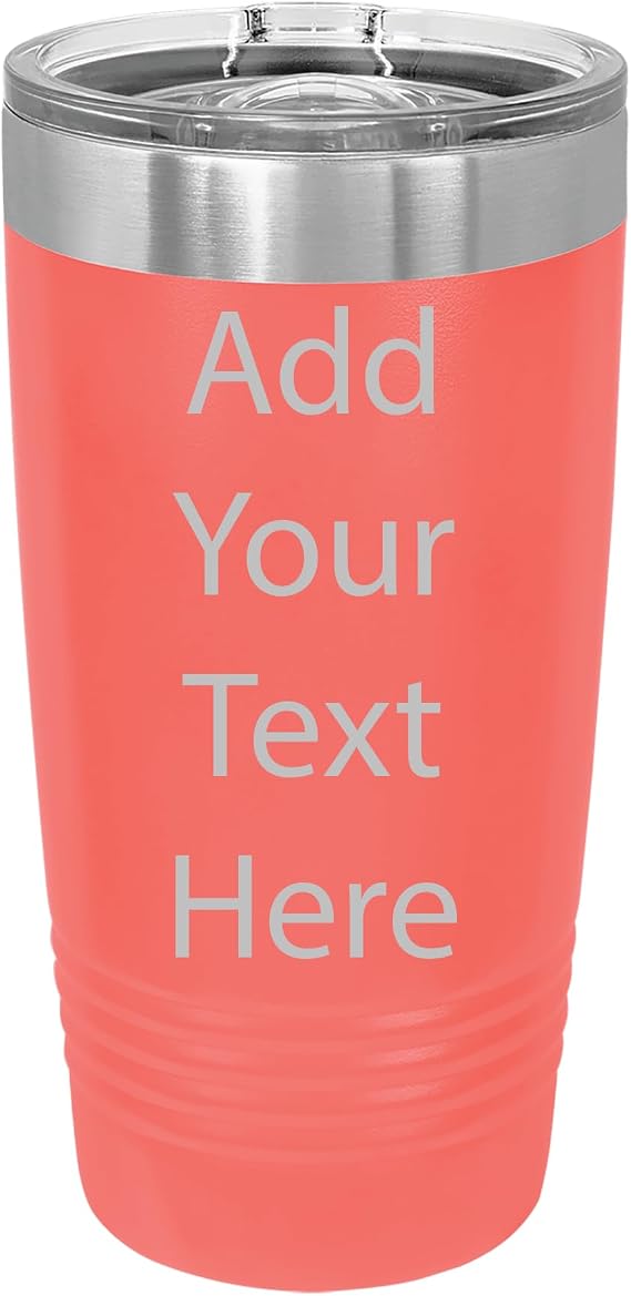 Customized Polar Camel 20 oz. Vacuum Insulated Ringneck Tumbler with Slider Lid Personalized With Your Text (Coral)