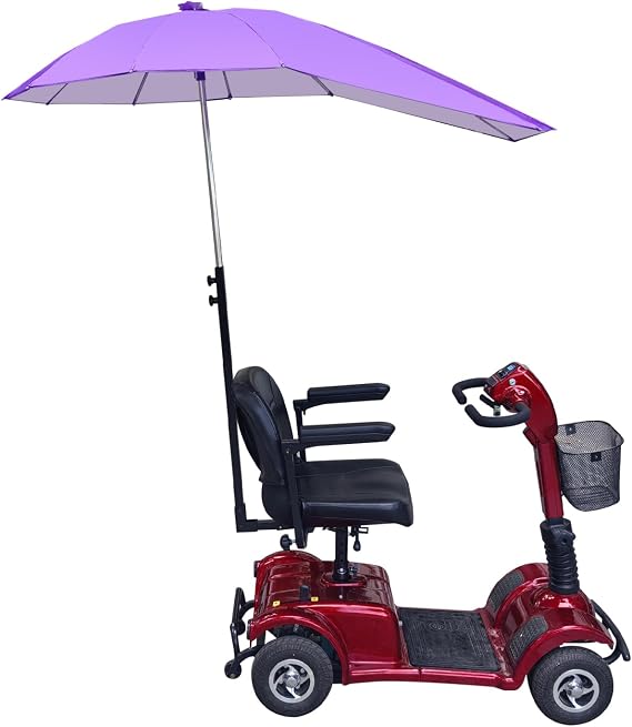 Sunshade Canopy for Mobility Scooters UV & Rain Protection Electric Wheelchair Umbrella (Only Works with Scooters & Power Chairs Equipped with 1" x 1" Hitch Receiver) (Purple)
