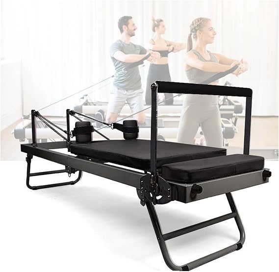 Foldable Pilates Reformer Machine Pilates Equipment Home Workout Pilates Reformer for Reformer Body Stamina Stretching Balance Exercise Workout (Grey)