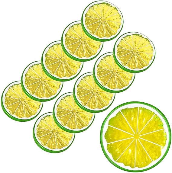 Fake Lime Slice Artificial Fruit Highly Simulation Lifelike Model for Home Party Decoration Green 10 pcs
