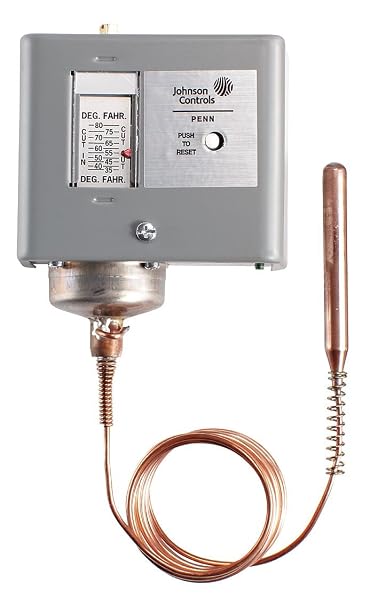 Johnson Controls A70GA-2C Penn Series A70 Four-Wire, Two-Circuit Temperature Control, Open Low & Close Low Switch Action, 1.7 to 26.7C Range,16.1 to -1.1C Differential, 121C Bulb Temperature