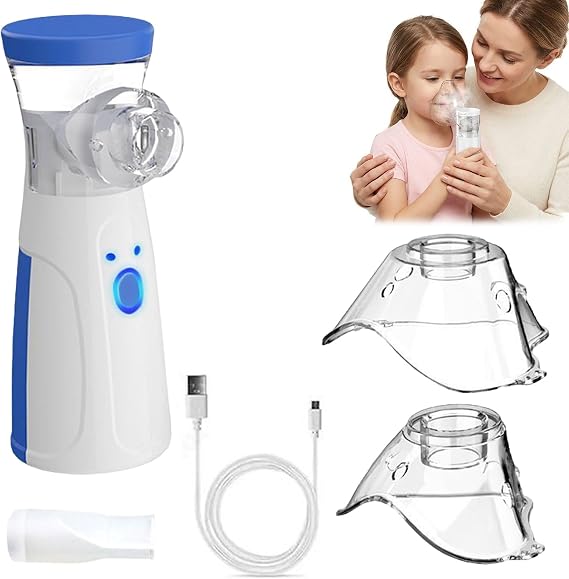 Nebuliser Machine for Kids Adults, Ultra Quiet Design, Easy Clean Personal Humidifier for Home, Travel, Bedroom Use Blue