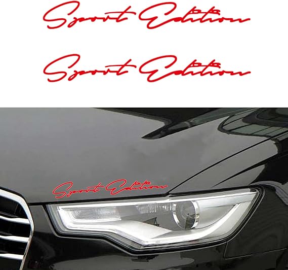 Zhizhong Sport Edition Decal, 2 Pcs 11.3'' Car Hood Vinyl Sticker Fit for All Cars (Red)