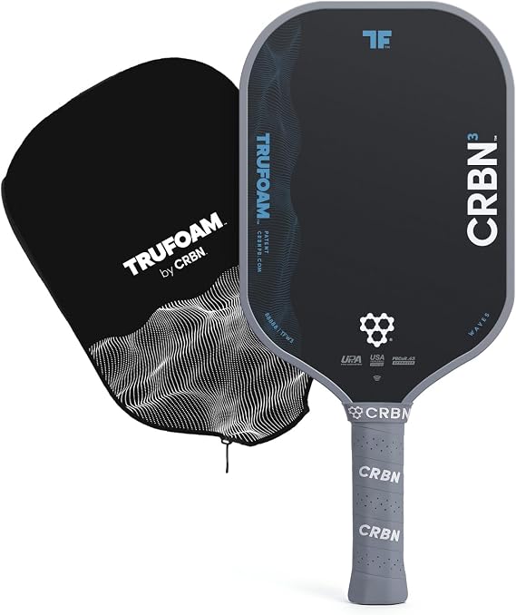 CRBN Pickleball - TruFoam Waves Paddle - Carbon Fiber Pickleball Paddle - 100% Foam Core Designed for Maximum Power, 14mm