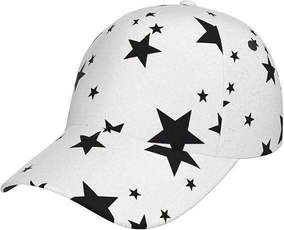 Split White and Black Flat Bill Hats Adjustable Baseball Cap Golf Hat for Men Women