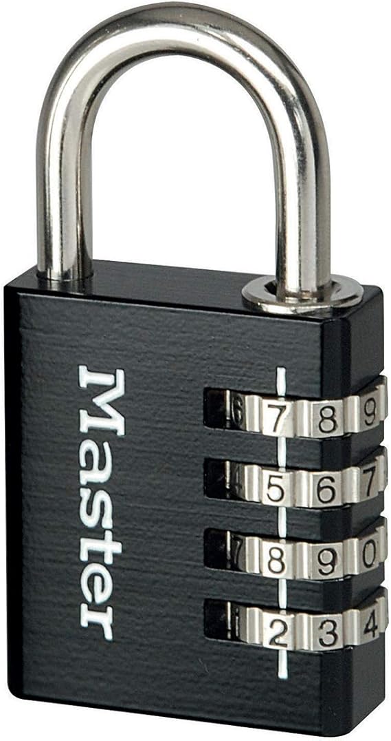 Master Lock 7640EURDBLKCC Combination Padlock in Aluminium, Black, 4 x 7,8 x 1,5 cm
