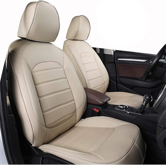 Luxury Leather seat Covers for Prado 2004-2008 7-seat Full Set Front+Rear Cushion Airbag Compatible, Beige