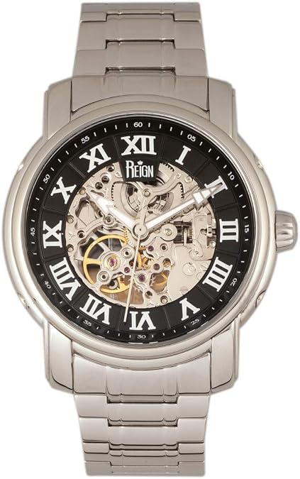 Reign Kahn Automatic Skeleton Dial Bracelet Watch, Black, REIRN4302