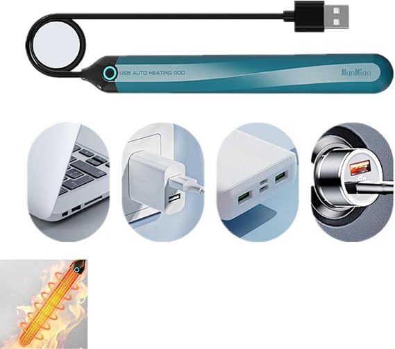 USB Space Heater Pad Stick Automatic Temperature Control 46C Heating Uniform TOS Warmer 2.3ft Cable Length(Blue)