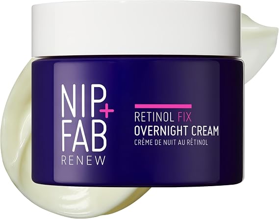NIP + FAB Retinol Fix Overnight Cream 3% – Intensive Night Moisturiser with 0.3% Encapsulated Retinol, Bakuchiol and Ceramides for Fine Lines, Wrinkles and Hyperpigmentation, Vegan, 50ml