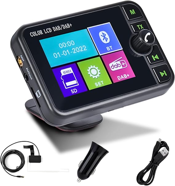Hikity Portable DAB/DAB+ Radio Adapter for Car Radio with 2.4 Inch LCD