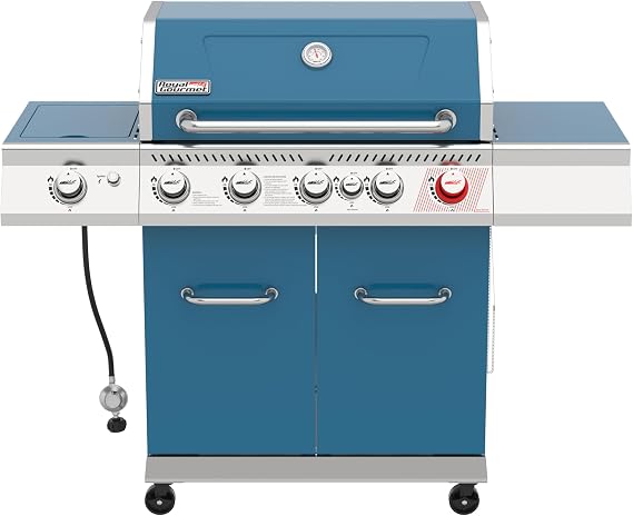 Royal Gourmet GA5403B 5 Burner Propane Gas Grill with Side Burner, Blue