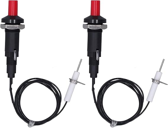 2 Pack Piezo Spark Igniter Kit - Universal BBQ Grill Igniter Replacement with Metal Thread & Ceramic Button | Fits Weber Genesis, Charbroil & Green Mountain Grills | Gas Fireplace/Oven Compatible