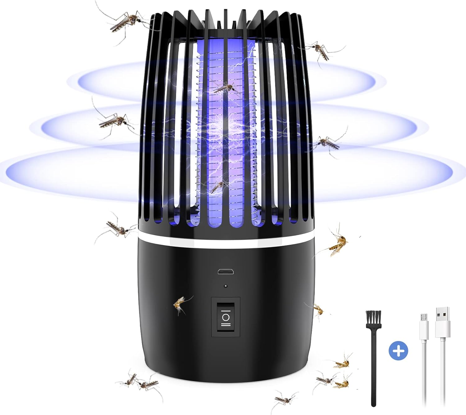 Electric Fly Catcher, Portable Bug Zapper, 4000mAh Rechargeable Mosquito Killer, 2 in 1 Killer with UV Lamp And Lighting Lamp,360° Attract Zap Flying Insect For Indoor Outdoor, Backyard Camping