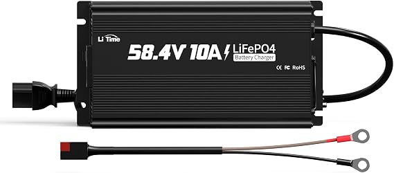 LiTime 48V 10A Lithium Battery Charger, 0V Activation, 58.4V Output AC-DC