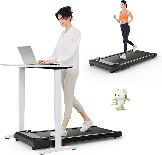 UREVO Smart Walking Pad with Bluetooth APP and Remote Control, Portable Treadmills for Home 120kg Weight Capacity, Under Desk Treadmill with Double Shock Absorption Installation Free