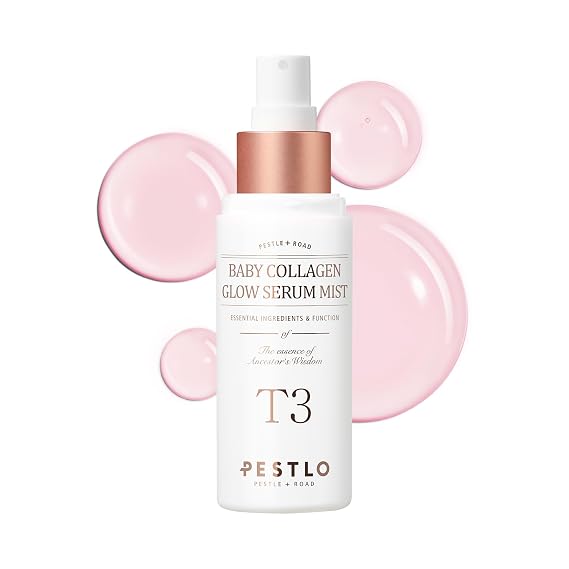 PESTLO T3 Baby Collagen Glow Serum Mist Spray (50ml) - Korean Glass Skin Serim 75.4% Reallagen/T3 Vegan Collagen, PDRN, Phyto-Amino Acid Complex, Voluform for Elasticity, Radiance & Firmness
