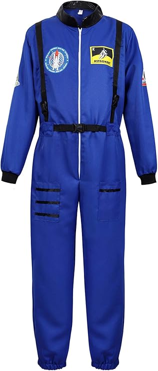 Parlsdy Men's Adult Costume Jumpsuit Zip Front Astronaut Flight Suit