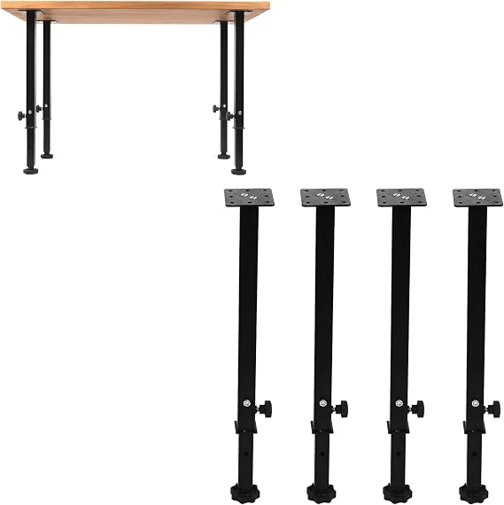FEBTECH Adjustable Table Legs, Square Metal Legs for Tables, 24-40 Inch