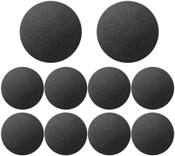 Universal Metal Plate with Adhesive for Magnetic Car Phone Holders, Wall, Magnets. Round Disk Iron Sheets (Black,10 Pack)