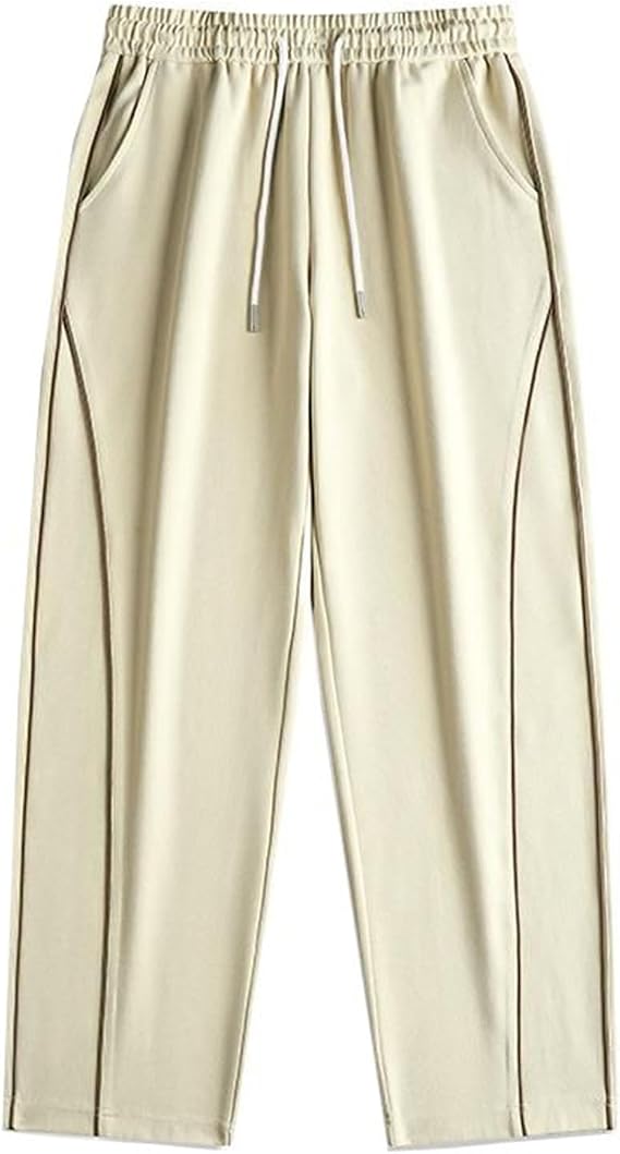 Men's Stripe High Street Wide Leg Joggers, Vintage Loose Fit Casual Sweatpants with Drawstring for Spring