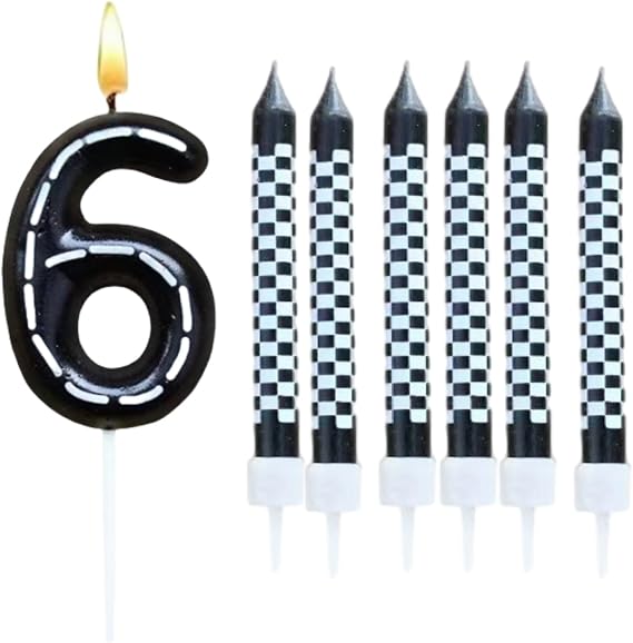 Racing Theme Birthday Candles Children Pack of 7 Candles Racing Car Birthday Candles Numbers Racing Car Cake Topper Racing Car Theme Party for Girls Boys Decorations Accessories (Number 6)