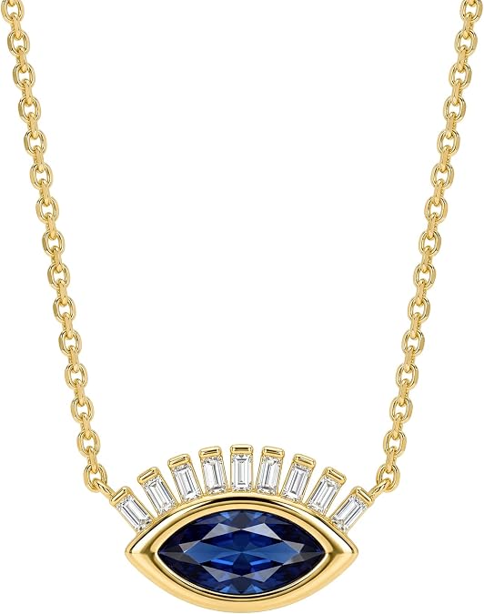 MEVECCO Gold Dainty Evil Eye Necklace for Women 18K Gold Plated Cute Delicate Solitaire Cubic Zirconia Boho Protection Evil Eye Minimalist Simple Necklace