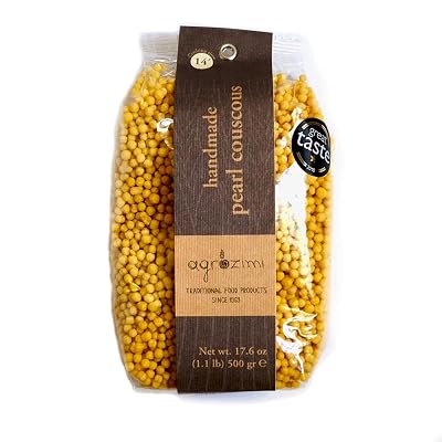 Agrozimi Greek Traditional Handmade Pearl Israeli Couscous 17.6 Ounces, 500 Grams - 100% Natural, Slowly Air-Dried