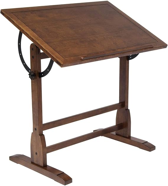 Studio Designs Vintage 36 in. W Drawing/Writing Desk in Rustic Oak with Angle Adjustable Top 13304