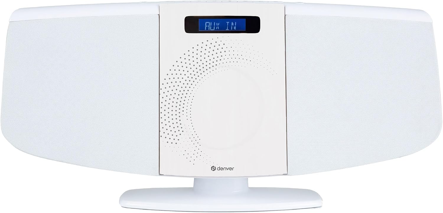 Denver Bluetooth DAB CD Player HiFi with Motorised CD Door | Stereo Speakers, Wall Mountable, Mains Powered, LED Display, Remote Control, FM, USB, AUX IN & MP3 MDA-320