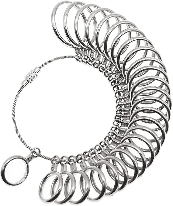 Ring Sizer Set Metal Ring Sizer Tool Ring Measuring Tool Ring Gauge Sizer Finger Sizer, Size 0-13 with Half Size, 27 Pcs