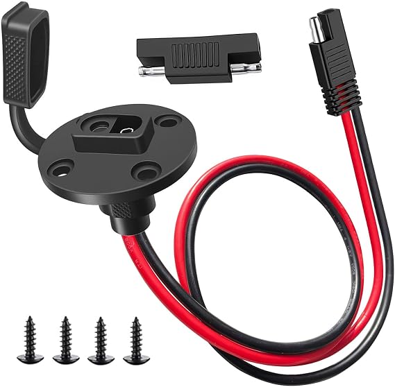 10AWG SAE Cable,SAE to SAE Solar Weatherproof Socket Sidewall Port,SAE Cable Quick Disconnect Connect Solar Panel Mount Universal Flush Mountable Connector - 2ft/60cm