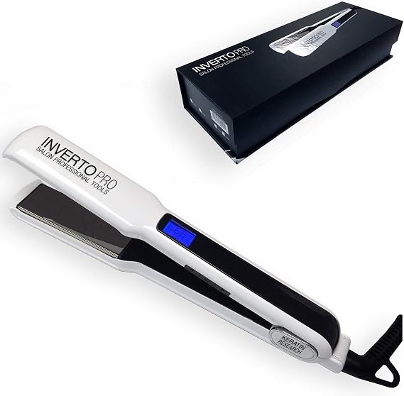 Professional Flat Iron Hair Straightener, (110V White) Pro Silver Titanium Plates 1.5" for Keratin Treatments and Salon Heavy Duty Compatible with HSI Flat Iron