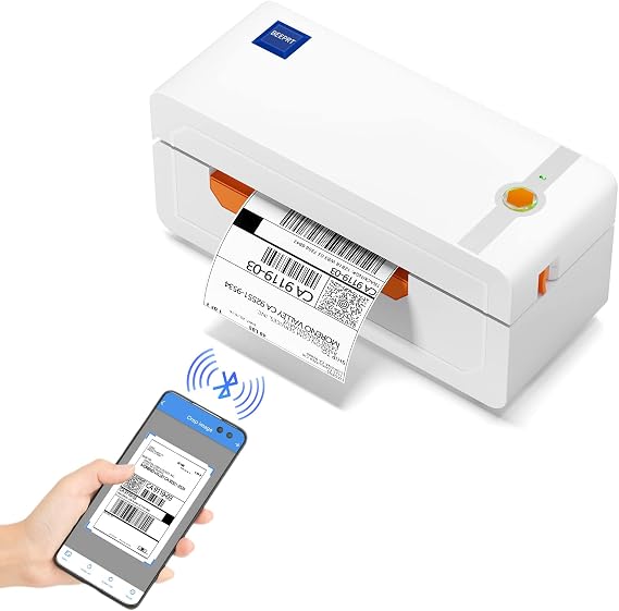 JADENS Bluetooth Thermal Label Printer, 4x6 Shipping Label Printer for Shipping Packages 203DPI, 1.57"-4.1" Printing Size Compatible with Hermes, Royal Mail, Amazon, Shopify