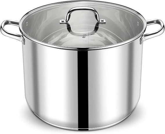 P&P CHEF 24 QT Stainless Steel Stock Pot with Lid, Cooking Pot for Soups