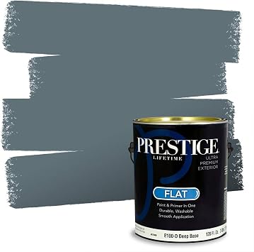 PRESTIGE Paints Exterior Paint and Primer In One, 1-Gallon, Flat, Comparable Match of Benjamin Moore* Blue Spruce*