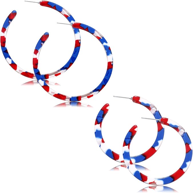 PHALIN Acrylic Hoop Earrings Tortoiseshell Acrylic Earrings Geometric Resin Earring Studs for Women