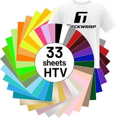 TECKWRAP Heat Transfer Vinyl for T-Shirt - 12 x 12 Iron on Vinyl, 33 Assorted Color HTV Vinyl Compatible with Heat Press Craft Cutters