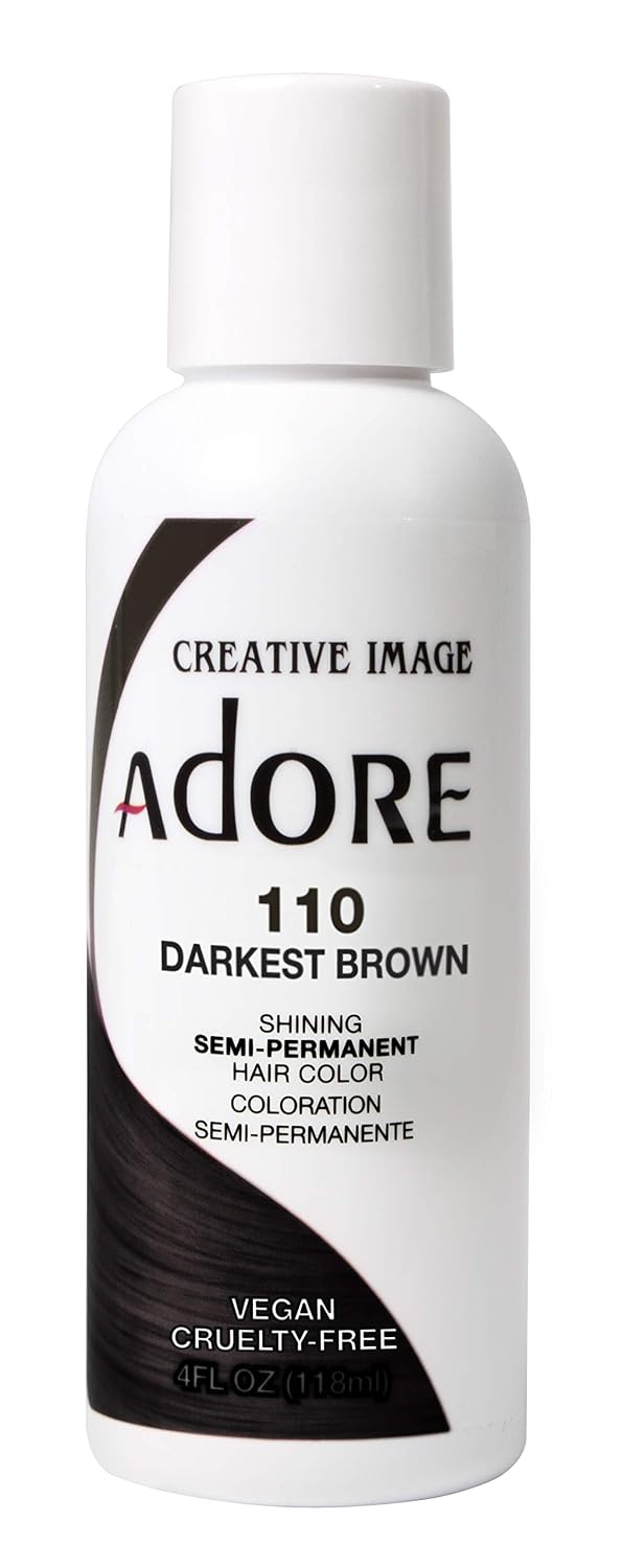 Adore Semi-Permanent Haircolor #110 Darkest Brown 4 Ounce 118ml 6 Pack