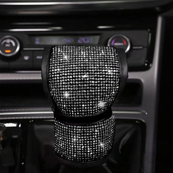 Bling Car Shift Gear Cover, Luster Crystal Car Knob Gear Stick Protector Diamond Car Decor Accessories for Women (Black)