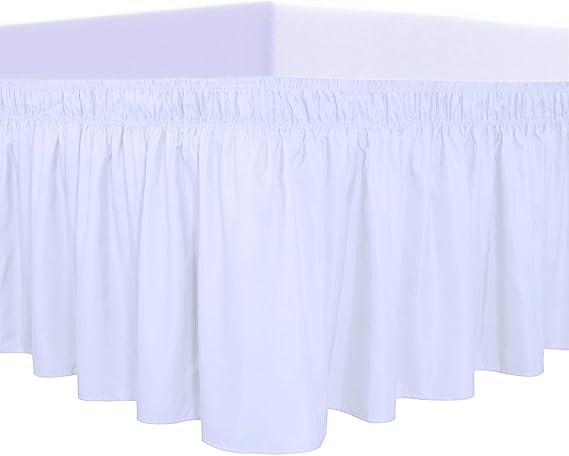 PureFit Wrap Around Ruffled Bed Skirt, White, Queen/King - 18" Drop